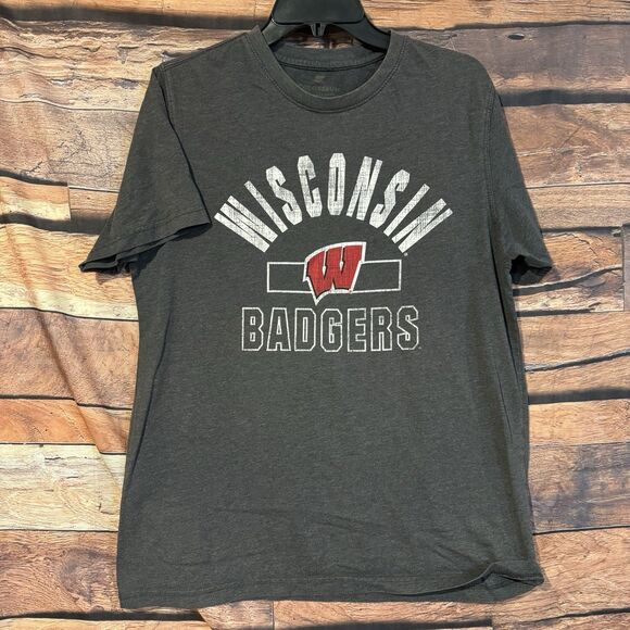 Wisconsin Badgers Men's L  T-Shirt SS Gray NCAA College Fan Apparel Colosseum - Picture 1 of 6